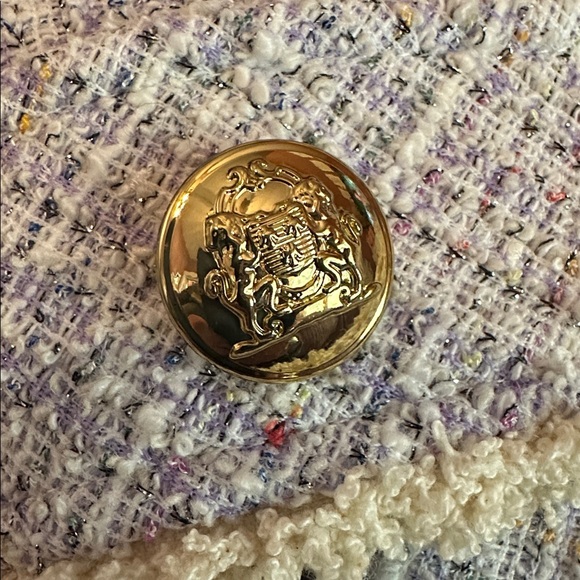 Isaac Mizrahi Boucle Tweed hip pockets lavender Cream short sleeve S Mini Dress - Picture 5 of 14